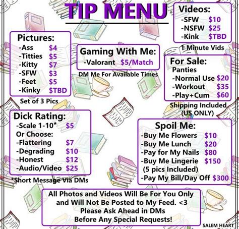 OnlyFans Menu Ideas and Examples 